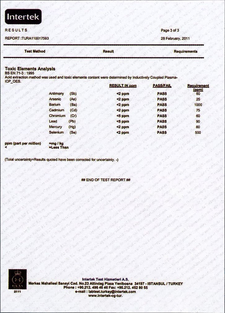 Intertek içme suyu membranı test raporu