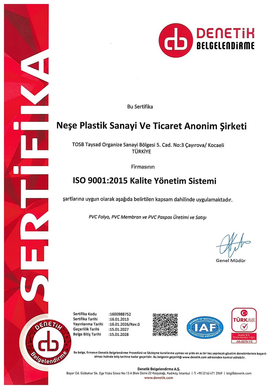 TS EN ISO 9001 Kalite Yönetim Sistemi Belgesi