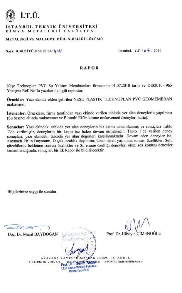 İTÜ Kimya-Metalurji Fakültesi deney raporu